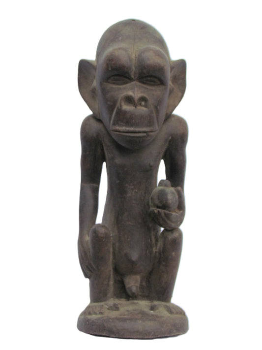 Hemba Soko Male Figure – 24" Custom Base – Congo DRC African Chimpanzee Art