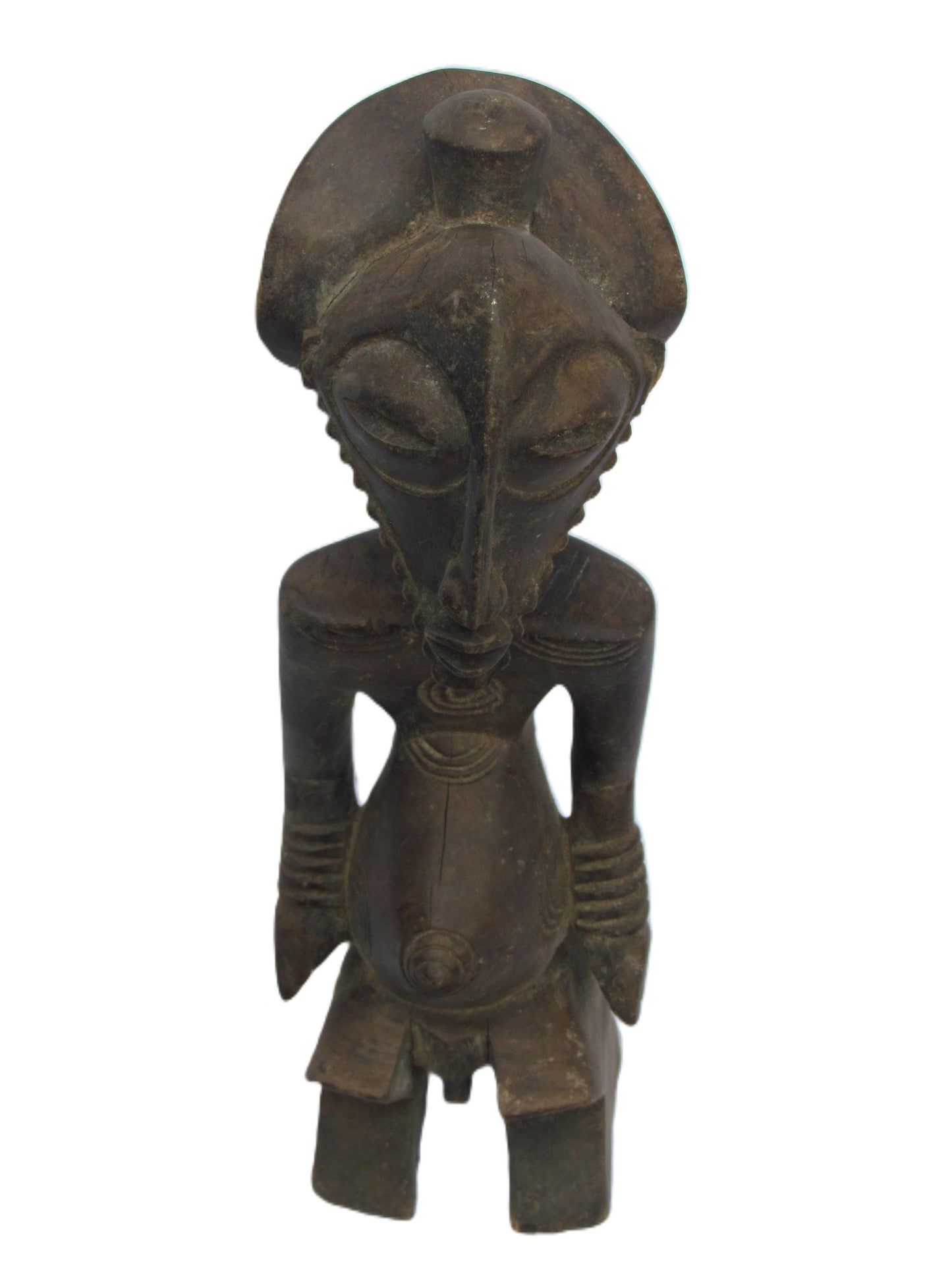 Antique Buyu Male Statue – Rare Basumba Tribal Wood Carving – Congo African Art