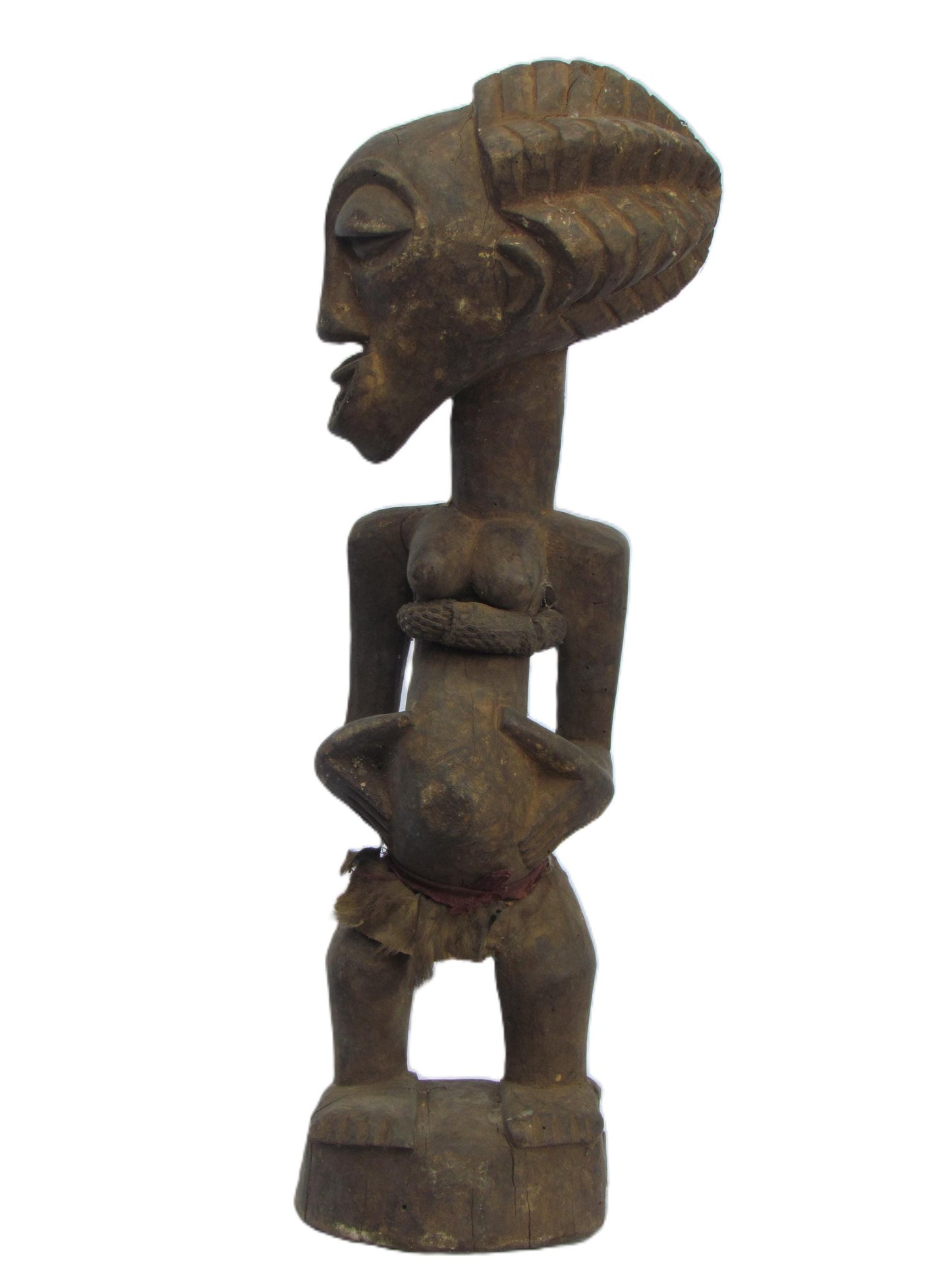 Vintage Female Songye Statue – Kongolo Congo Wood Sculpture – African Ritual Art
