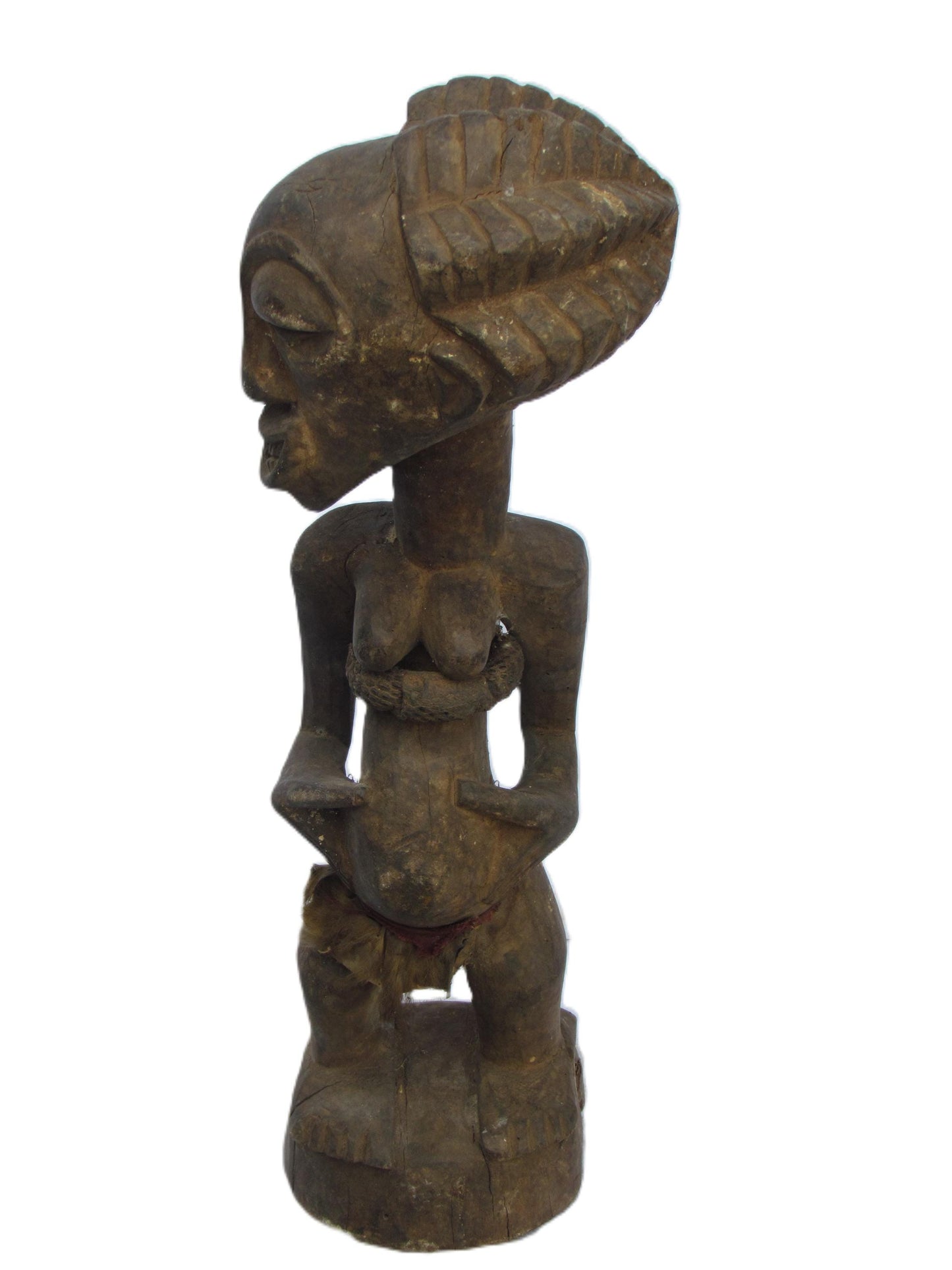 Vintage Female Songye Statue – Kongolo Congo Wood Sculpture – African Ritual Art