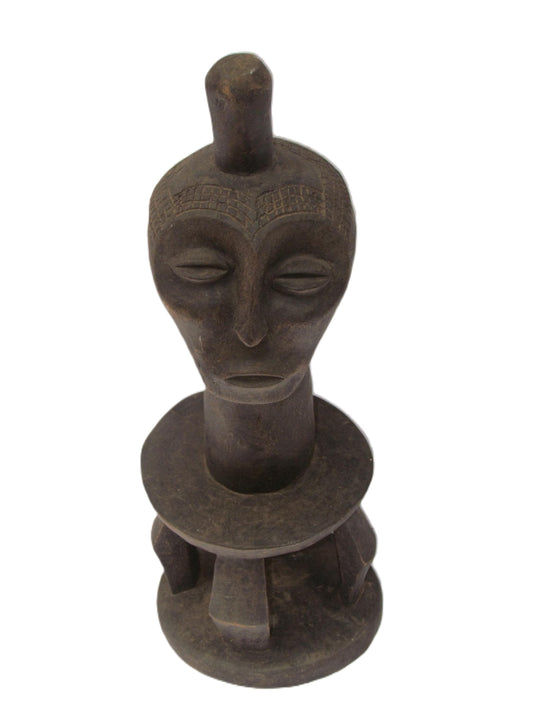 Lega Tribal Figure | Large Carved Wood Bwami Statue | Congo Ancestral Wisdom Art
