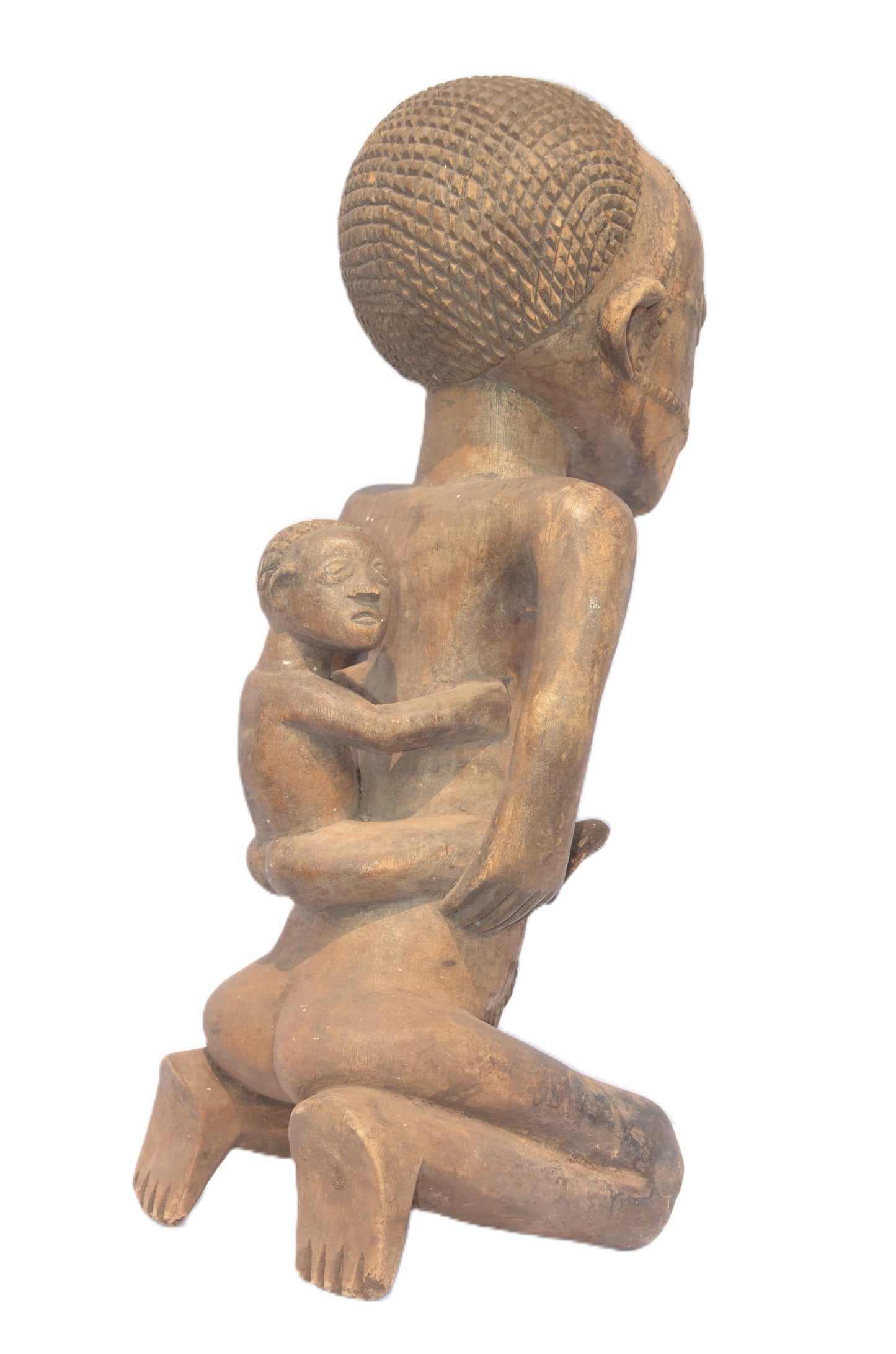 Tabwa Maternity Statue | Hand-Carved Wood Mother Child | Congo Tribal Fertility Art