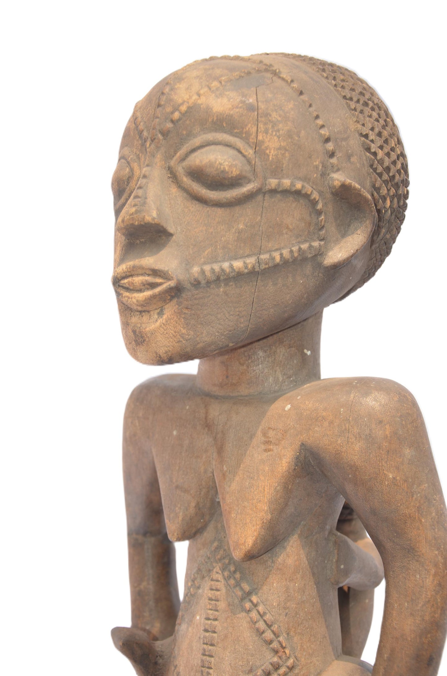Tabwa Maternity Statue | Hand-Carved Wood Mother Child | Congo Tribal Fertility Art