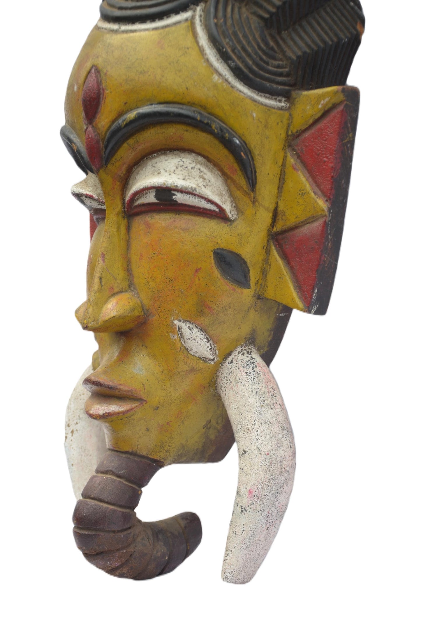 Large Luba Mask – 30" Hand-Painted Wood Tribal Wall Decor – Congo African Art
