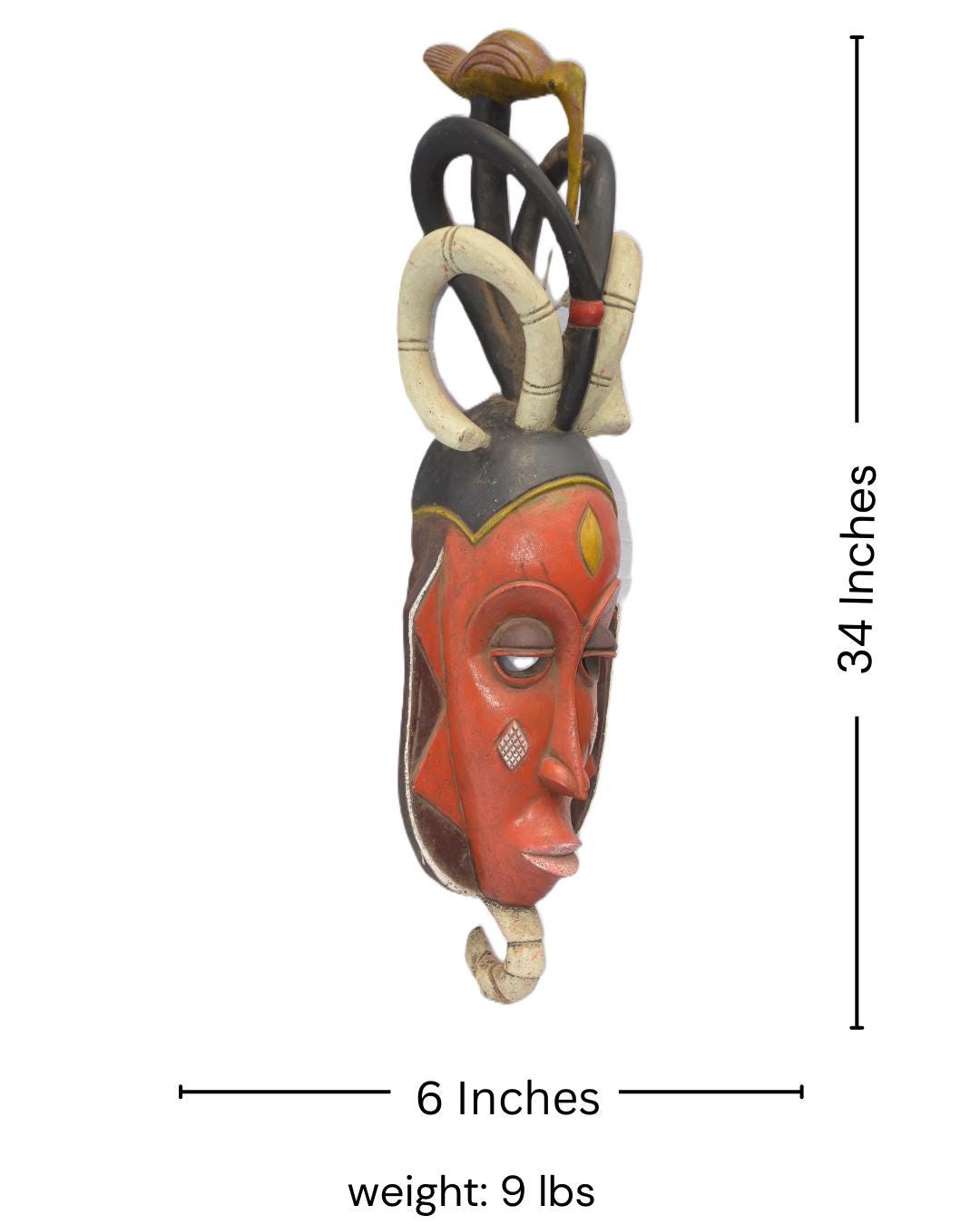 Luba Mask, African Tribal Wall Decor, Handmade Congo Art Sculpture