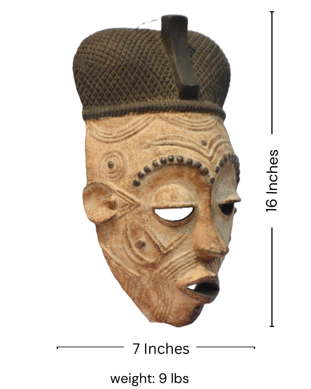 Rare Benelulua Mask – Hand-Carved Wood Tribal Wall Decor – Congo African Art
