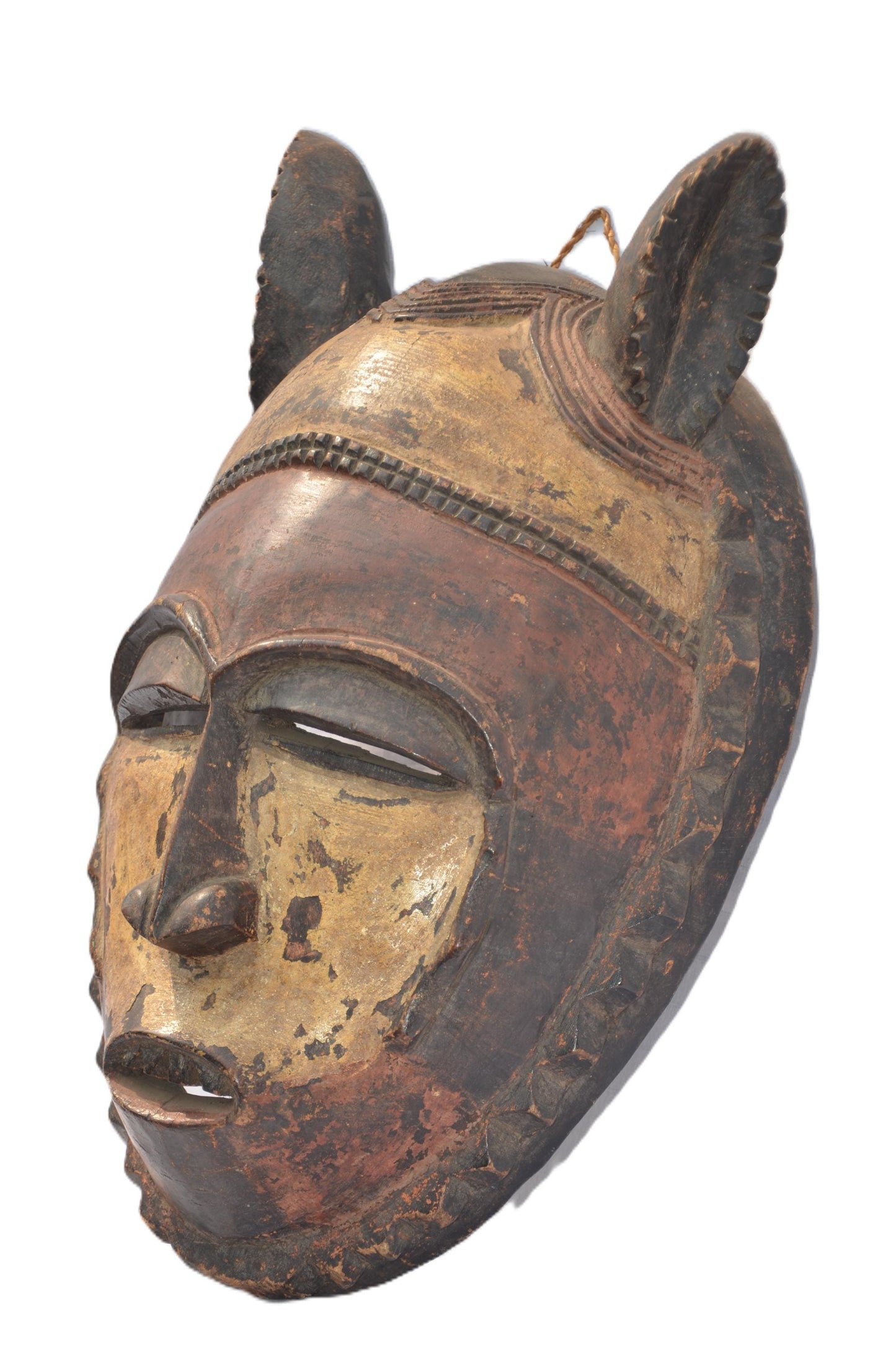 Nyanga Mask, Rare African Tribal Wooden Sculpture, Hand-Carved Congo Art