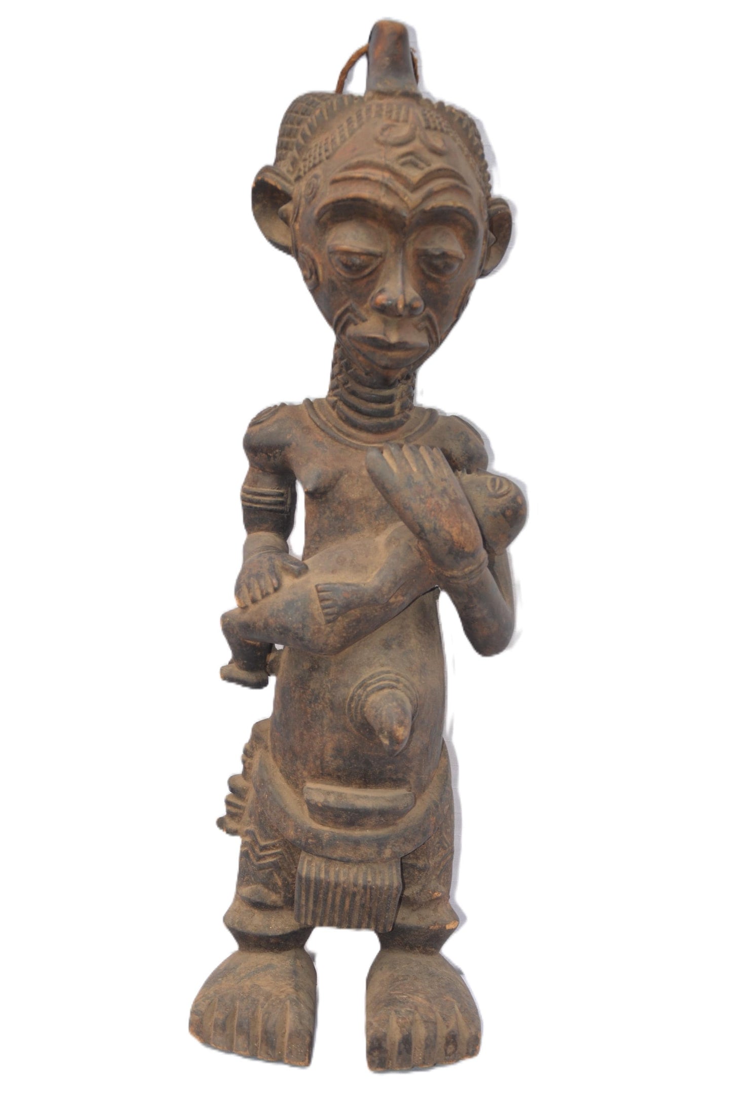 Benelulua Maternity Statue, African Mother & Child Hand-Carved Sculpture