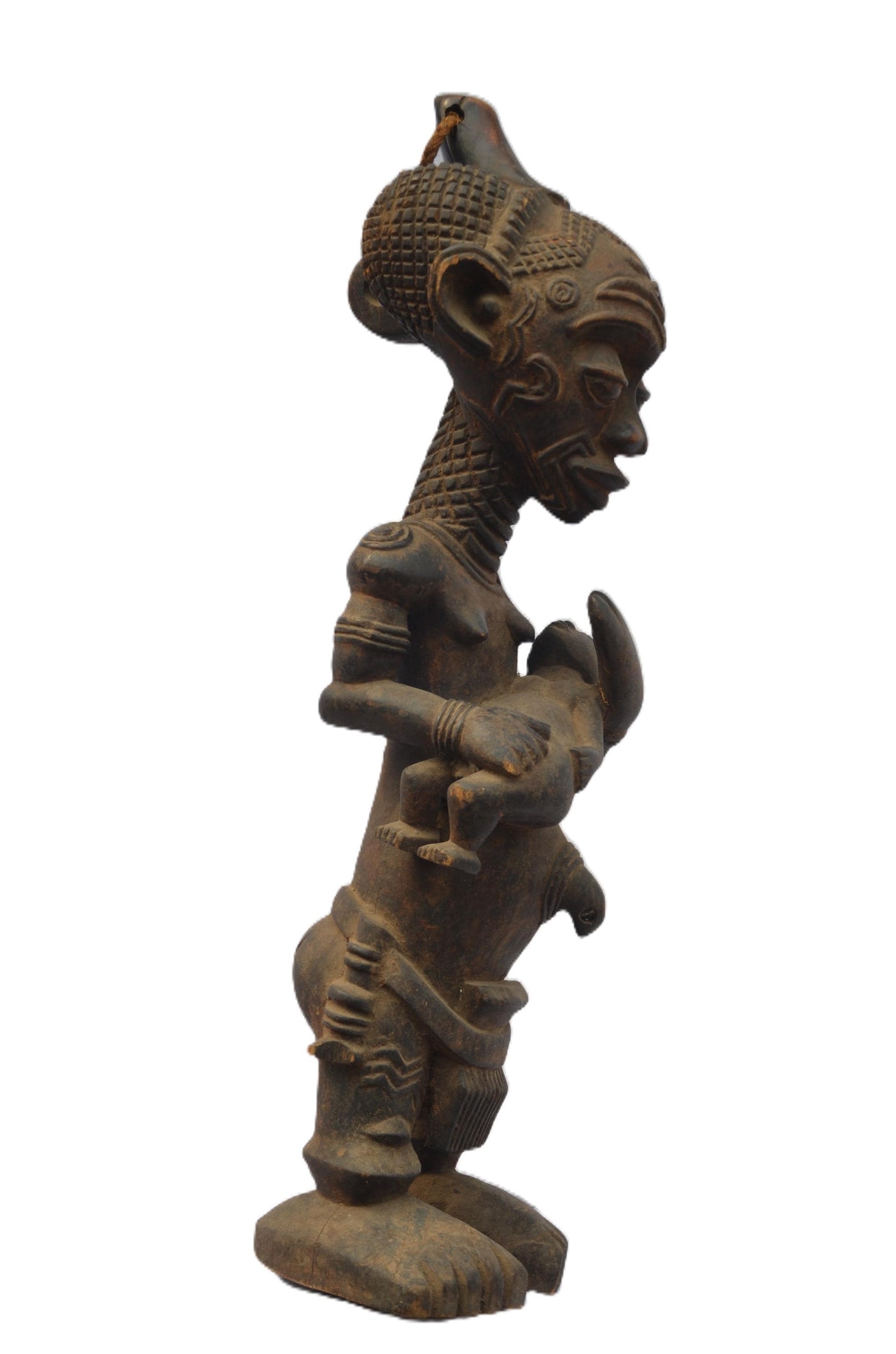 Benelulua Maternity Statue, African Mother & Child Hand-Carved Sculpture