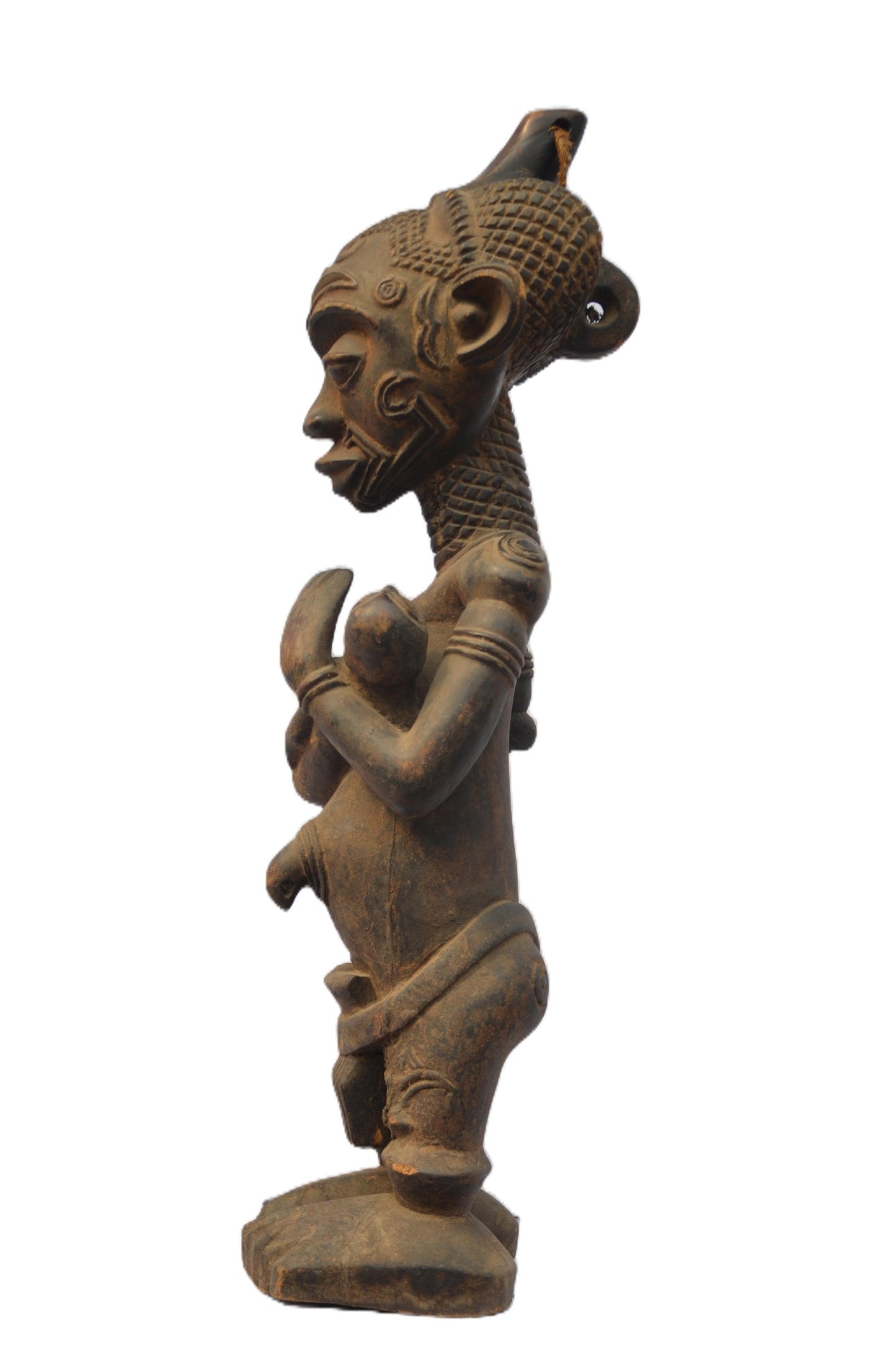 Benelulua Maternity Statue, African Mother & Child Hand-Carved Sculpture