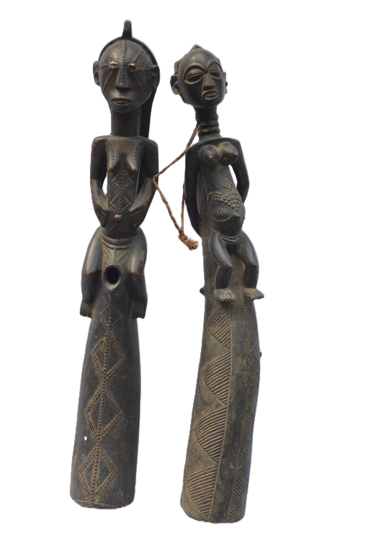 Tabwa Couple Statue, Hand-Carved African Sculpture, Tribal Art Congo