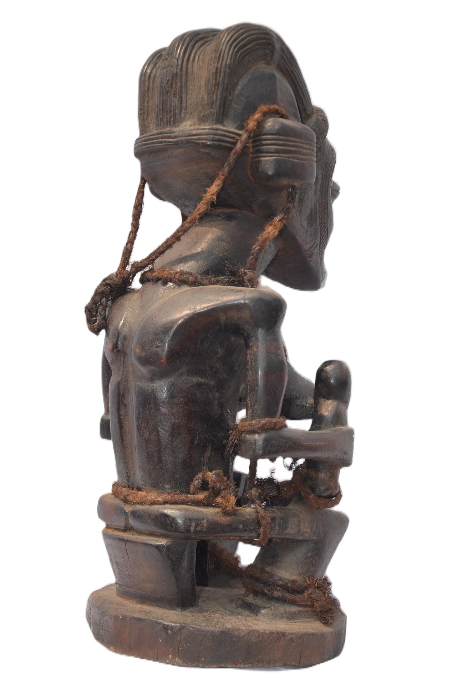 Nyabade Nyanga Twin Mother Statue - Hand Carved African Wood Congo Art