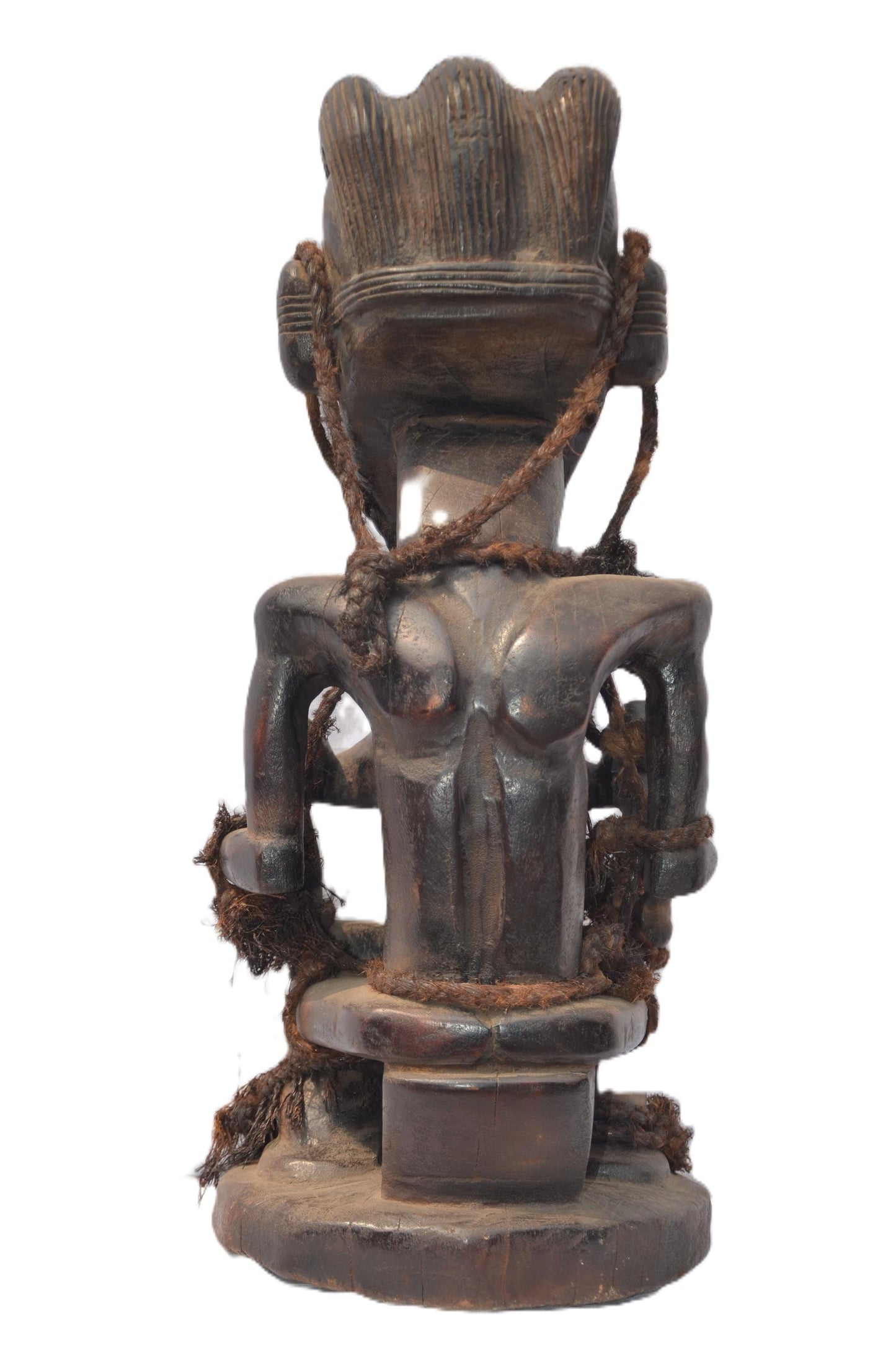Nyabade Nyanga Twin Mother Statue - Hand Carved African Wood Congo Art