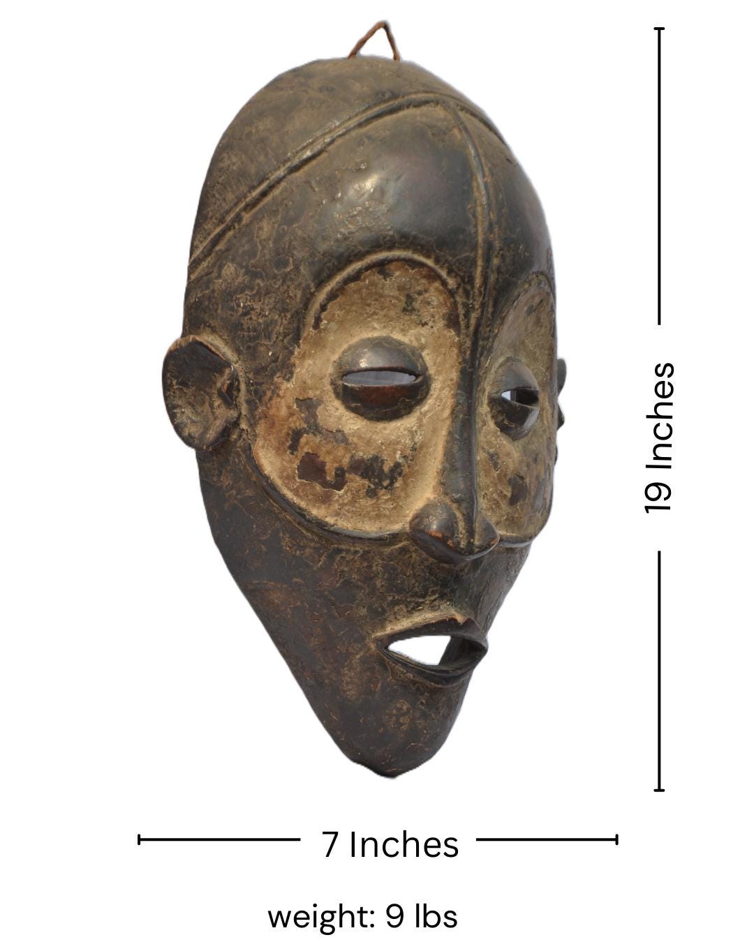 Chokwe Tribal Mask – Hand-Carved Wood Wall Decor – Congo African Ritual Art