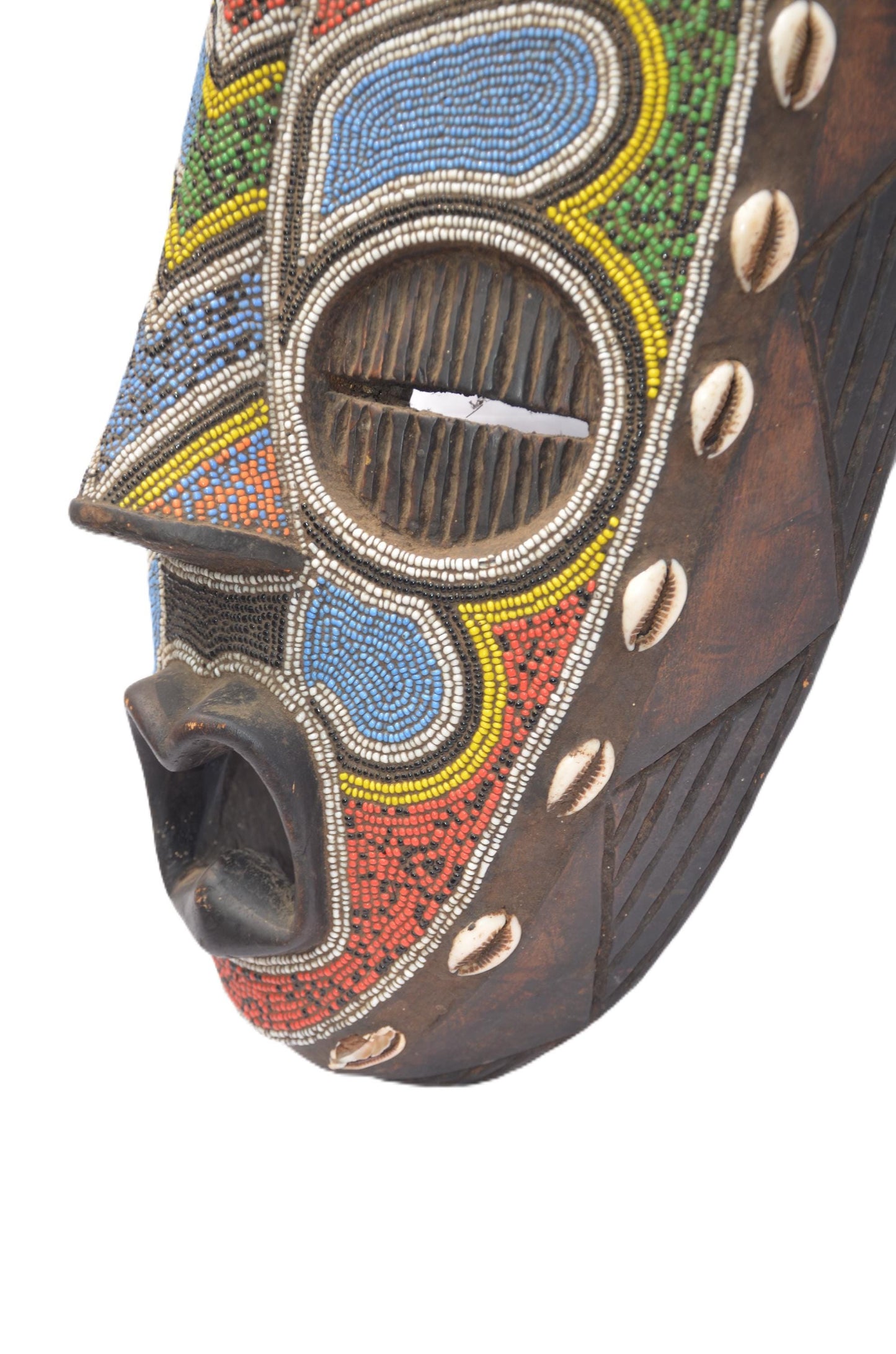 Beaded Luba Mask, African Tribal Wall Decor, Handmade Congo Art