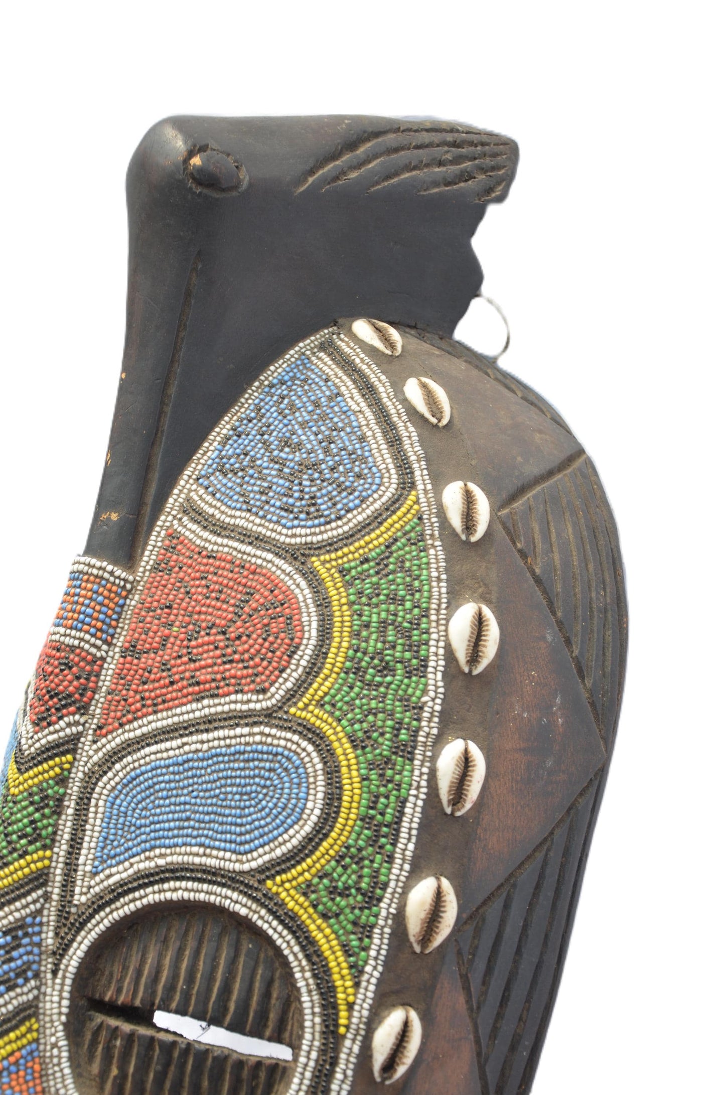 Beaded Luba Mask, African Tribal Wall Decor, Handmade Congo Art