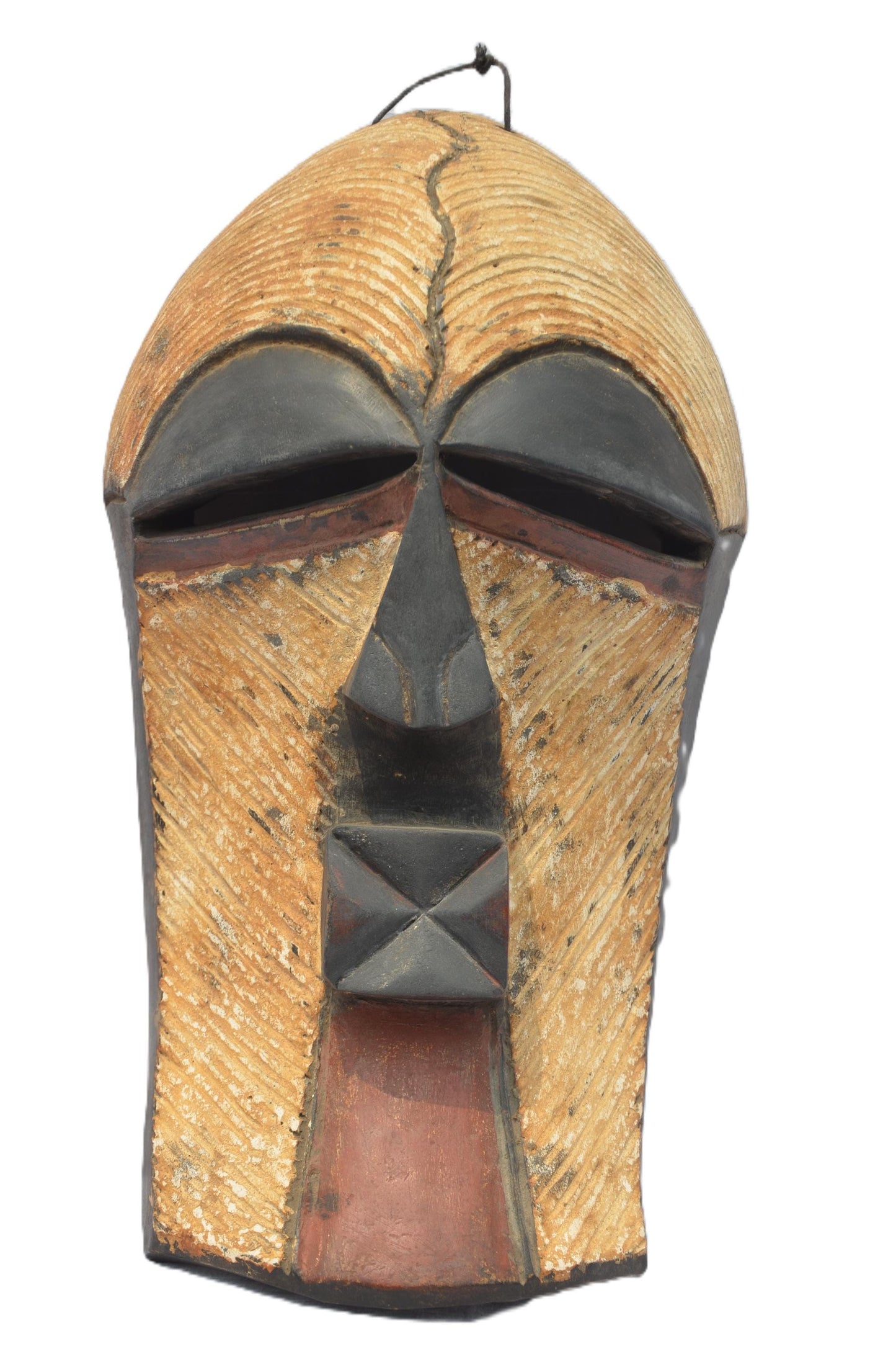 Songye Mask – African Tribal Art – Hand-Carved Wood Wall Decor – Congo Sculpture