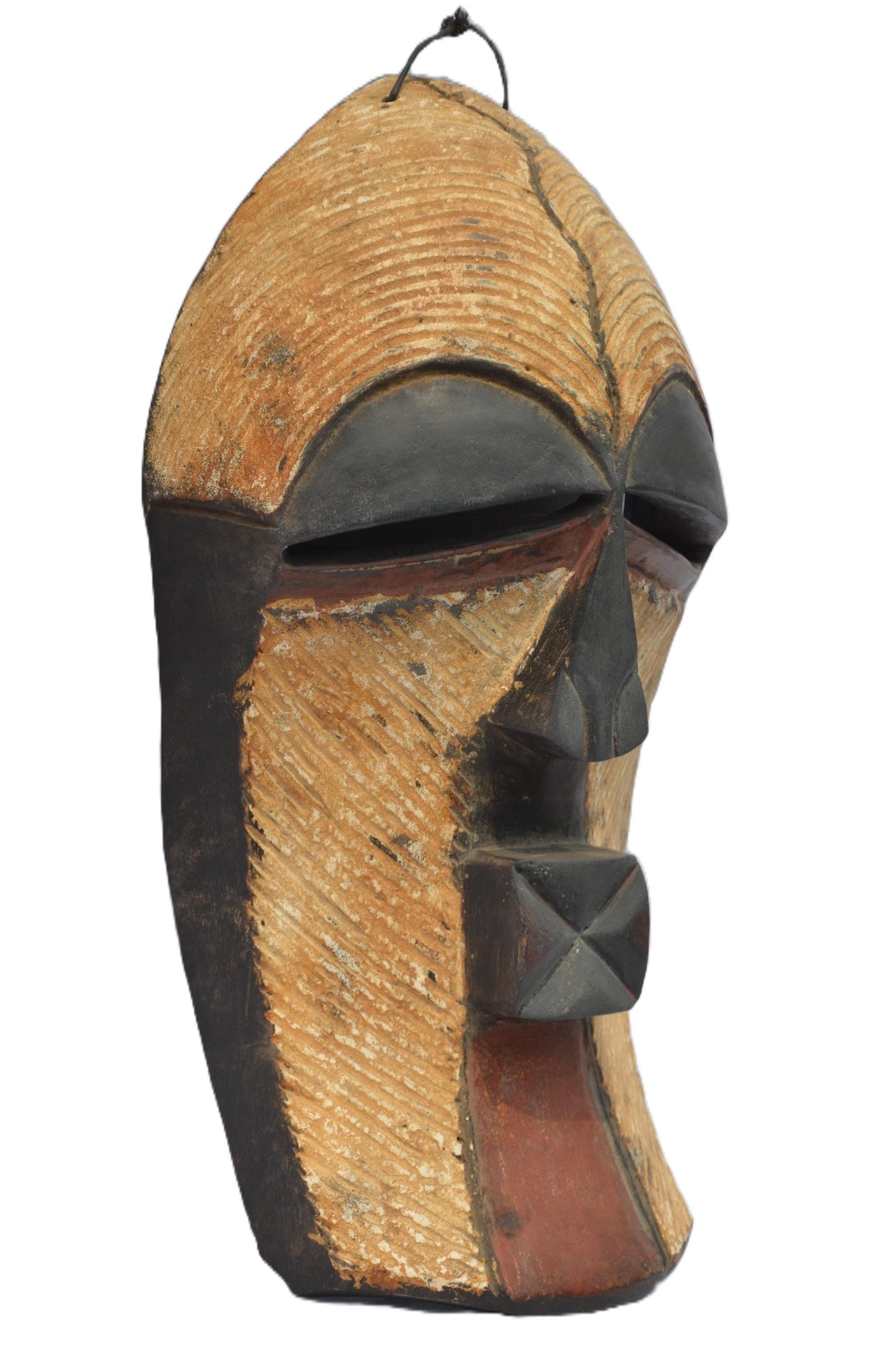 Songye Mask – African Tribal Art – Hand-Carved Wood Wall Decor – Congo Sculpture