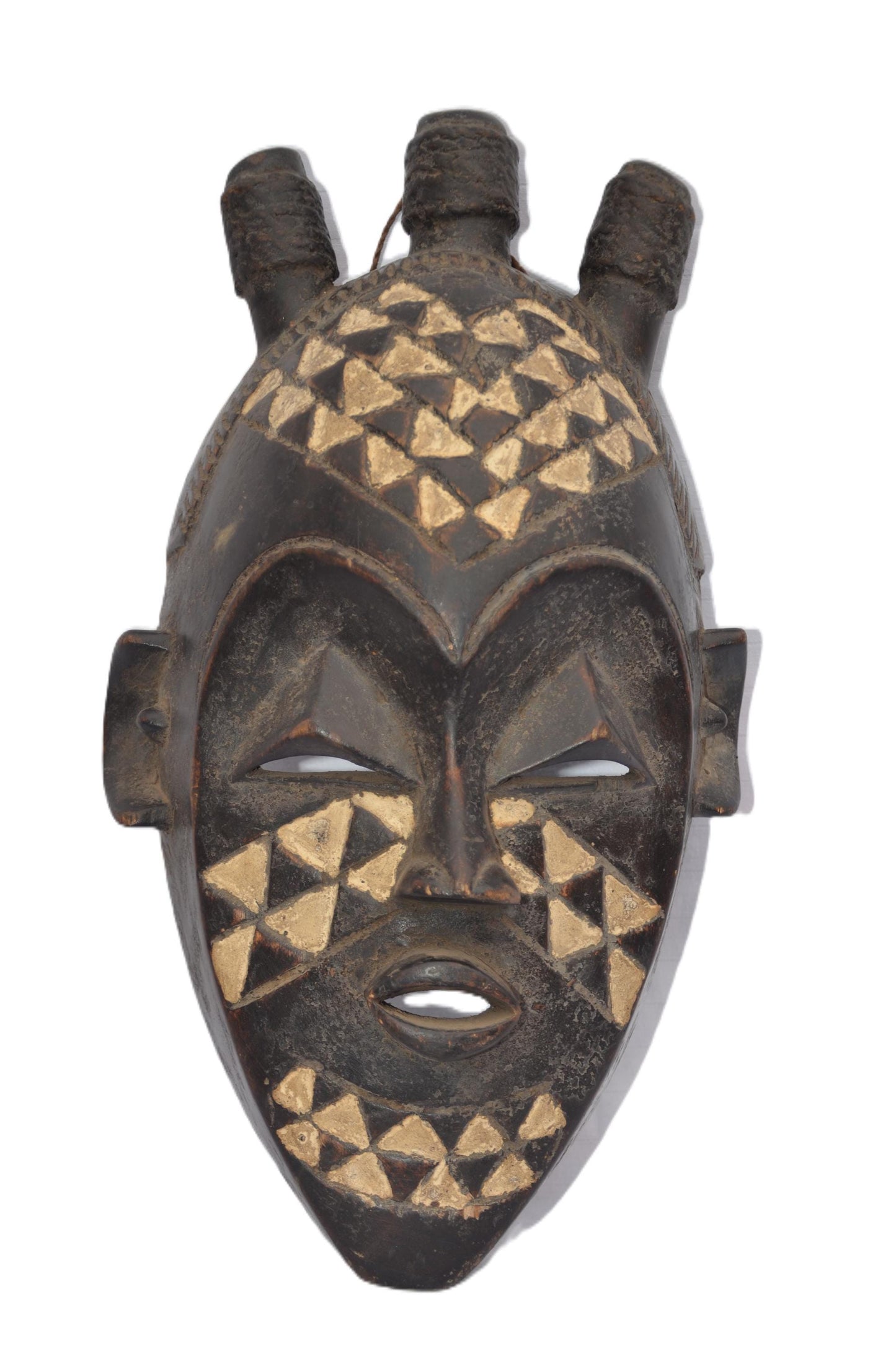 Hand-Carved Pende Tribal Mask – African Congo Wood Wall Art