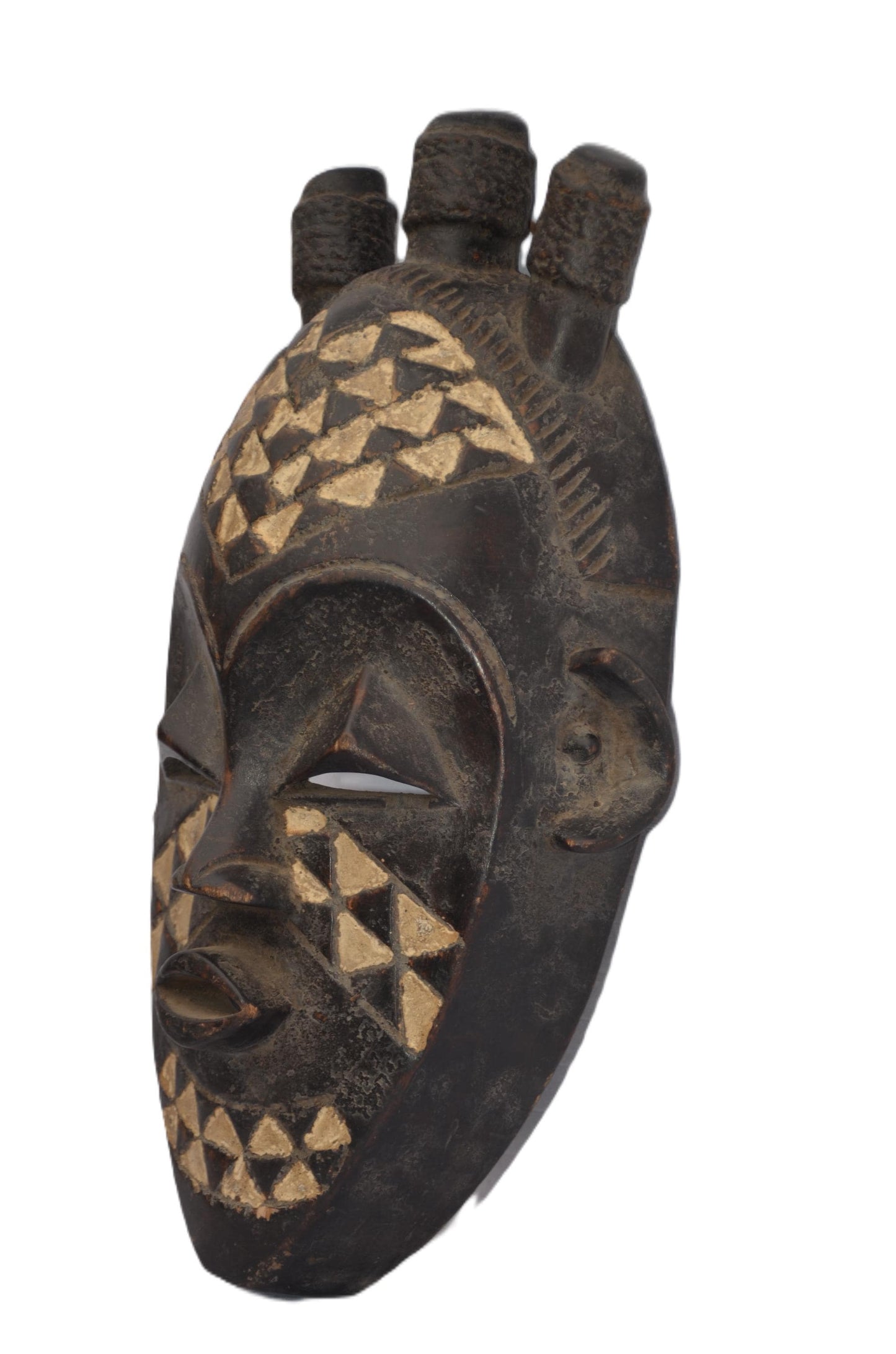 Hand-Carved Pende Tribal Mask – African Congo Wood Wall Art
