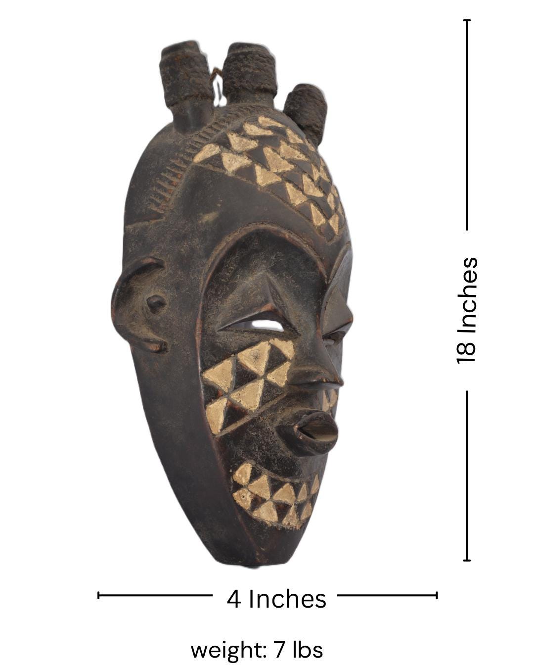 Hand-Carved Pende Tribal Mask – African Congo Wood Wall Art