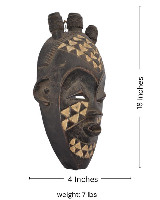 Hand-Carved Pende Tribal Mask – African Congo Wood Wall Art
