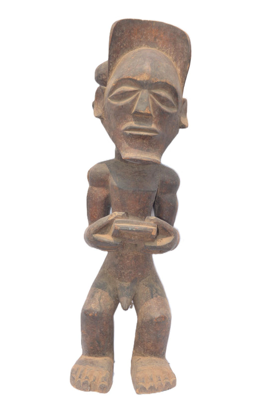 Authentic Chokwe Ndekese Male Statue – African Tribal Art – Hand-Carved Congo Art