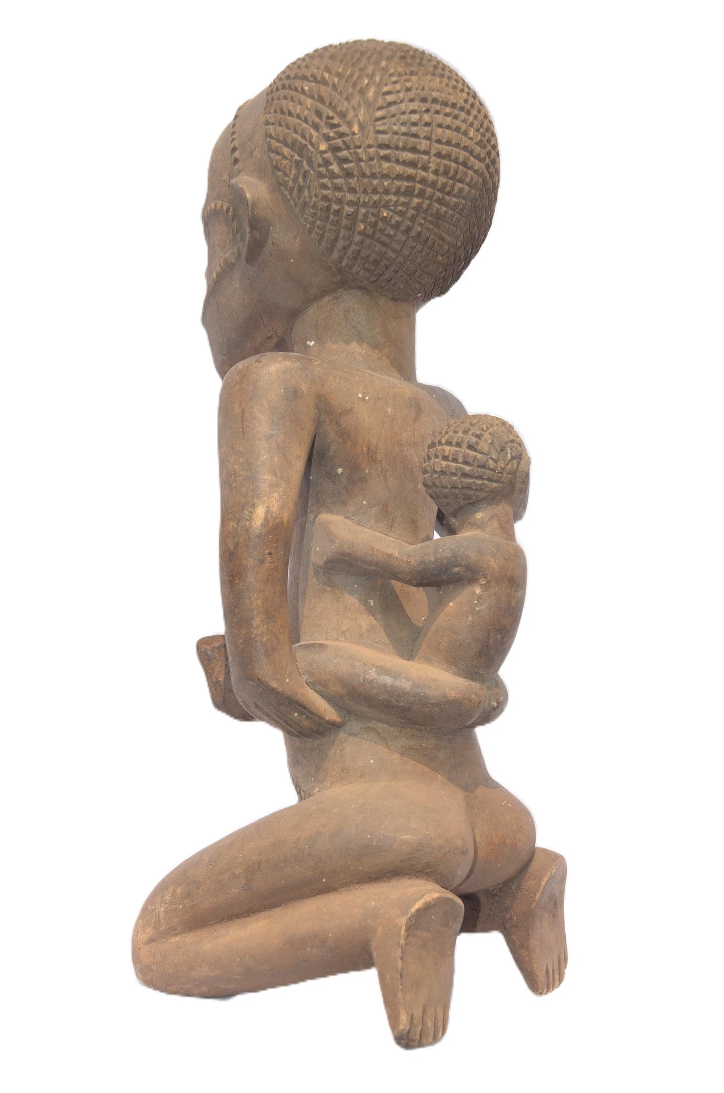 Tabwa Maternity Statue | Hand-Carved Wood Mother Child | Congo Tribal Fertility Art