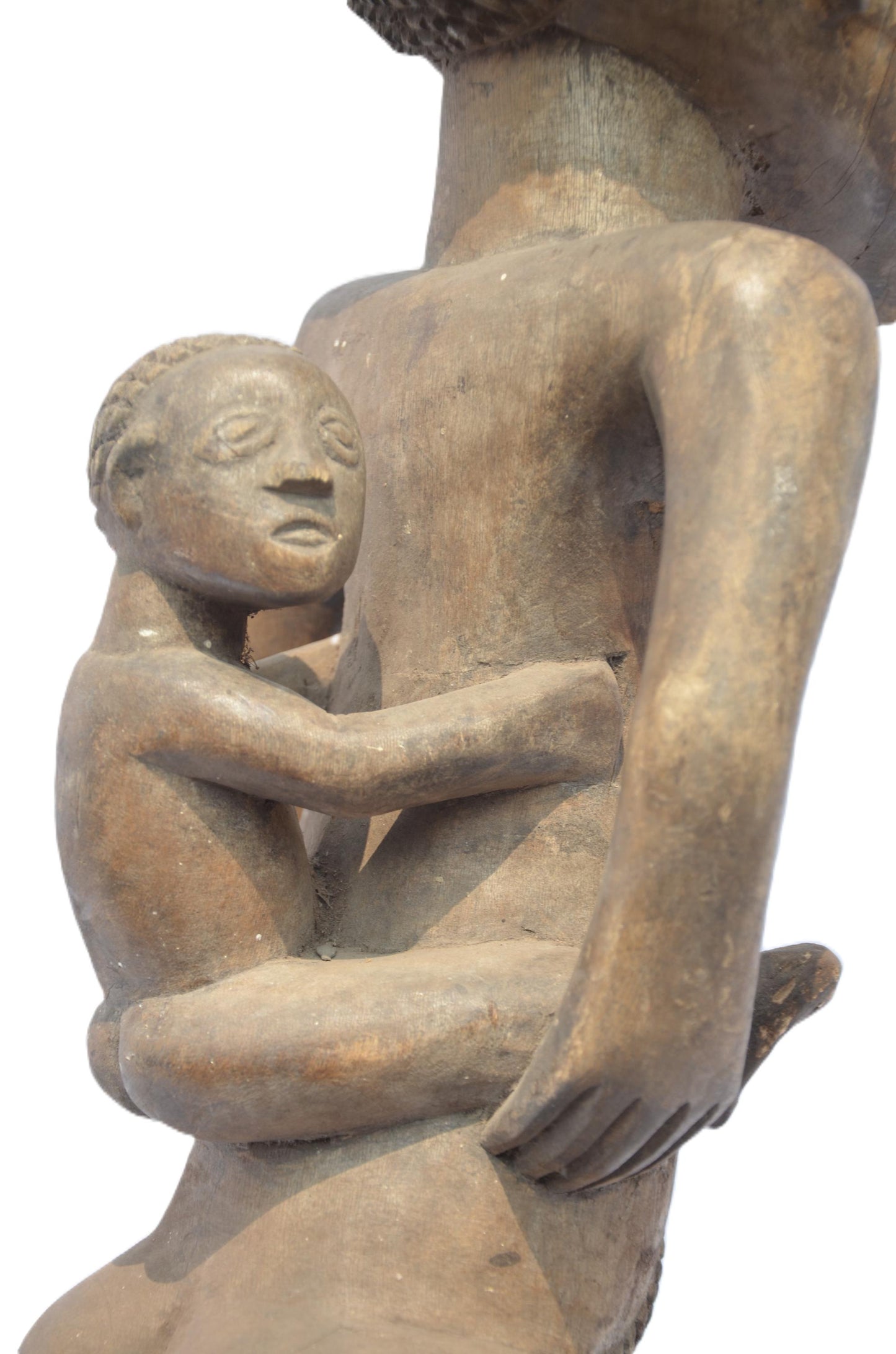Tabwa Maternity Statue | Hand-Carved Wood Mother Child | Congo Tribal Fertility Art