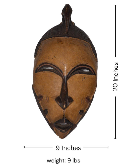 Igbo Mask – Nigerian Tribal Art – Hand-Carved Wood Vintage Wall Decor Accent