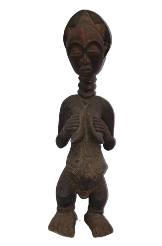 Luba Female Statue – Handcarved Wooden African Tribal Sculpture, Authentic Congo Art