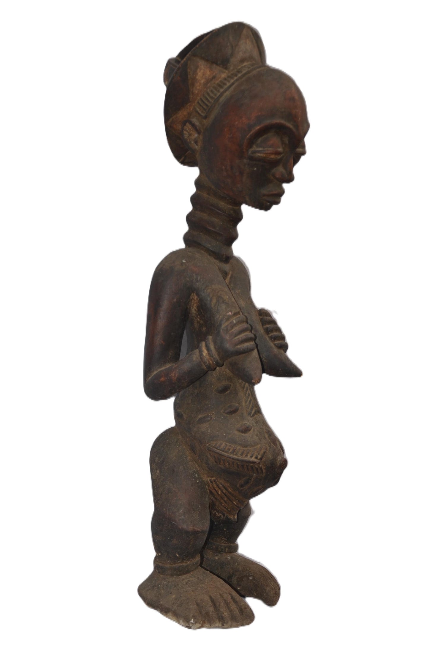 Luba Female Statue – Handcarved Wooden African Tribal Sculpture, Authentic Congo Art