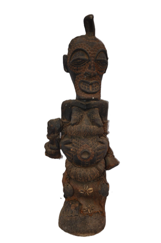 Female Songye Statue, African Tribal Sculpture, Handmade Congo Art