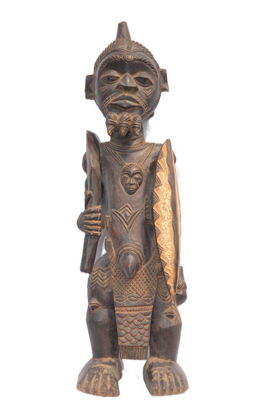 Benelulua Warrior Statue, African Tribal Sculpture, Rare Congo Art