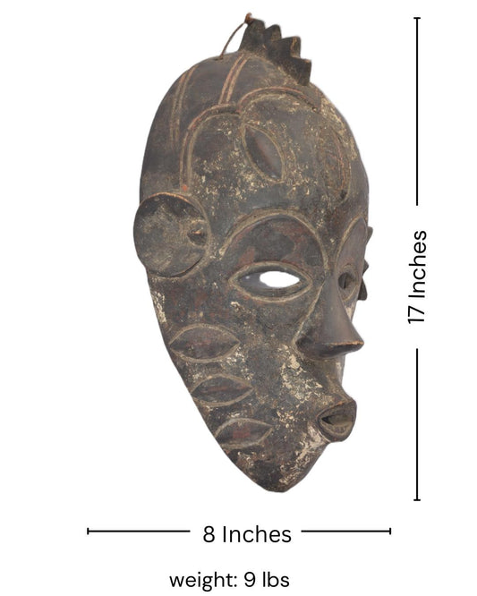 Mbole Mask, African Tribal Wall Decor, Rare Handmade Congo Art