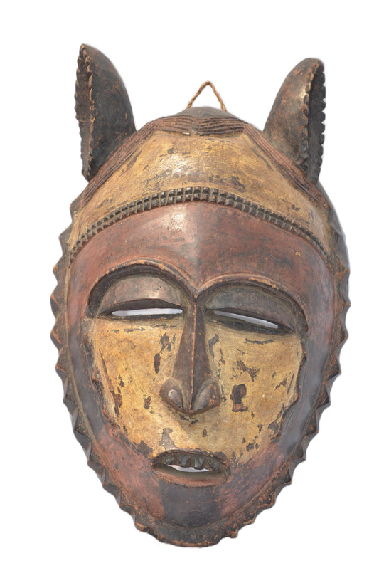 Nyanga Mask, Rare African Tribal Wooden Sculpture, Hand-Carved Congo Art