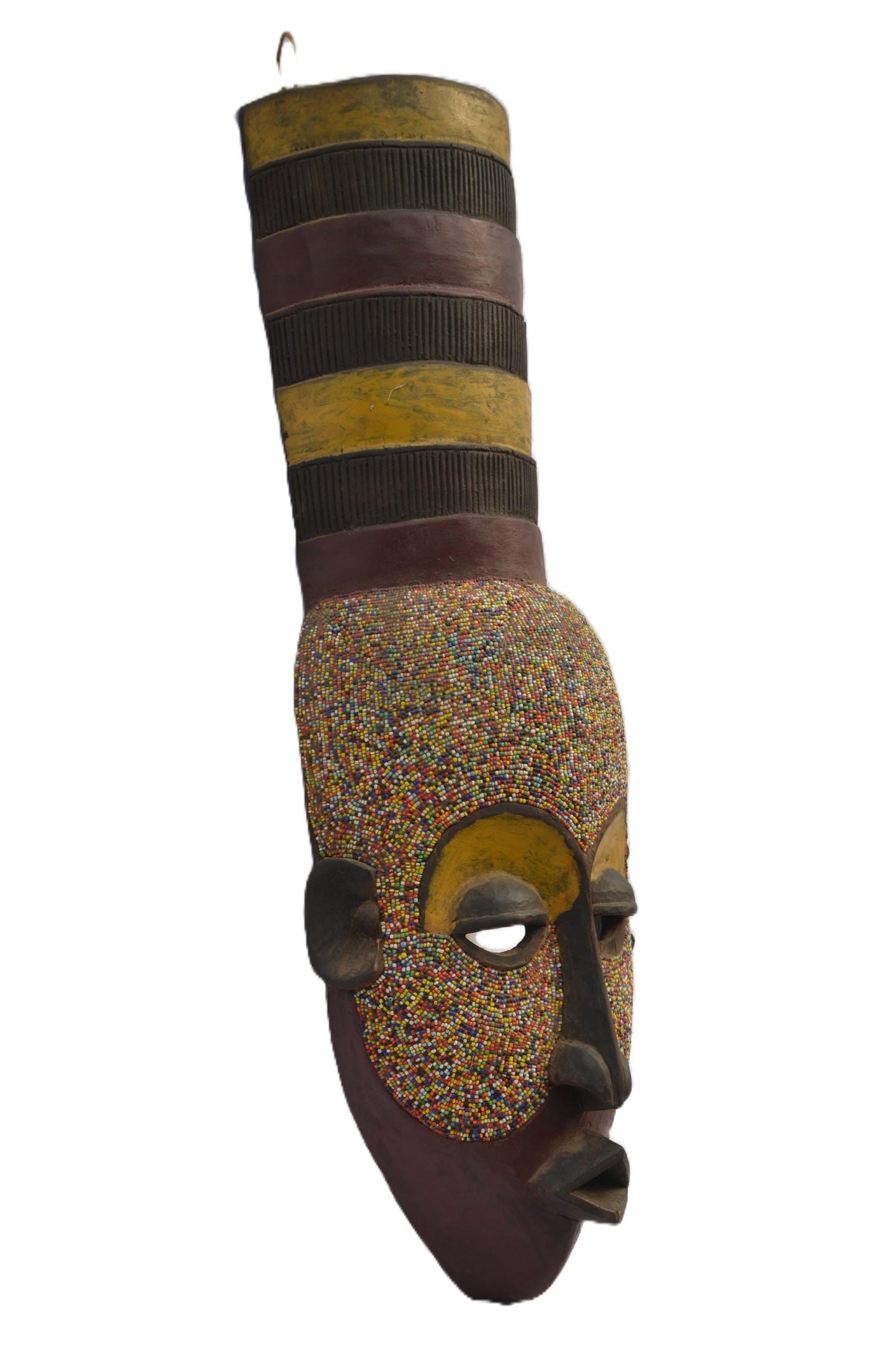 Beaded Tabwa Mask, African Tribal Wall Decor, Handmade Ethnic Art