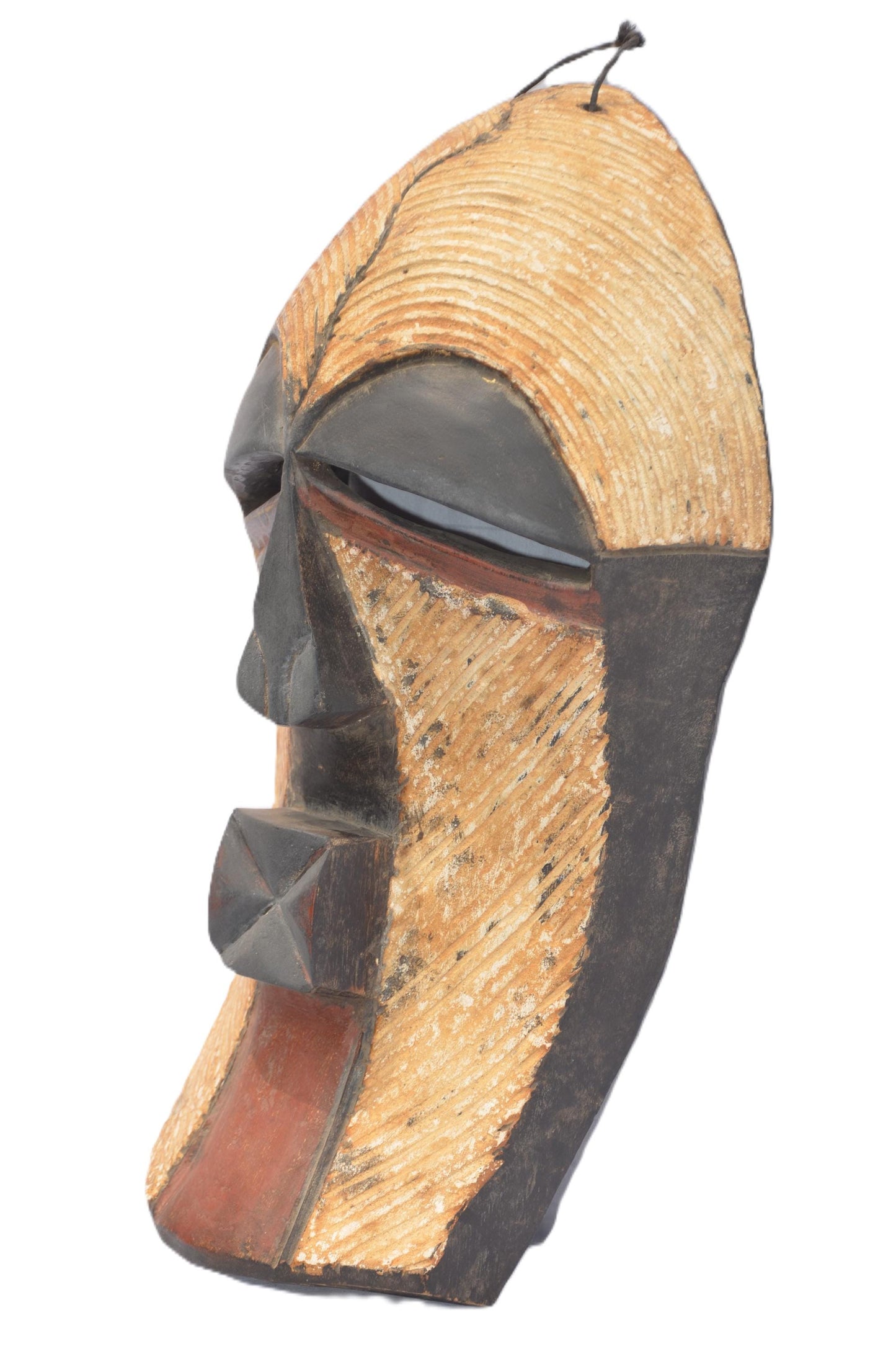 Songye Mask – African Tribal Art – Hand-Carved Wood Wall Decor – Congo Sculpture