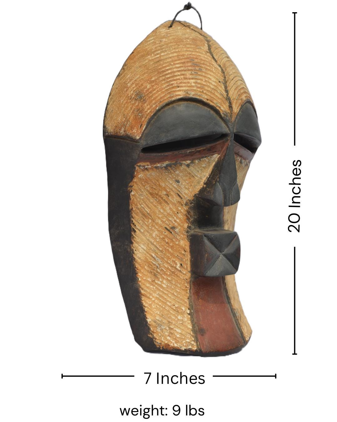 Songye Mask – African Tribal Art – Hand-Carved Wood Wall Decor – Congo Sculpture