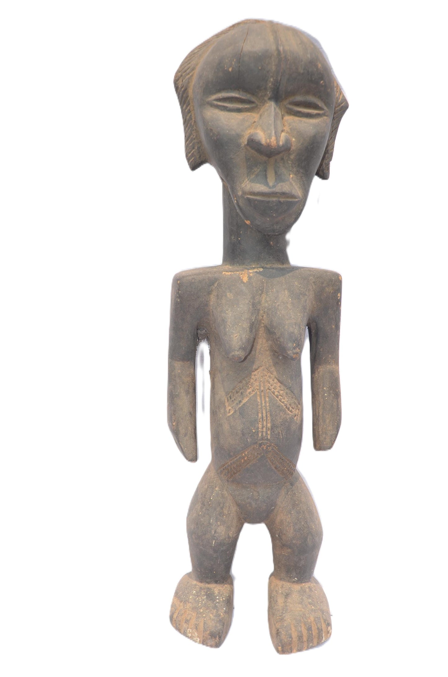 Hemba Female Statue – African Tribal Wood Sculpture – Hand-Carved Congo Art