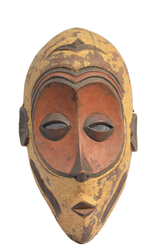 Authentic Luba Mask – African Tribal Art – Hand-Carved Congo Wall Decor Accent