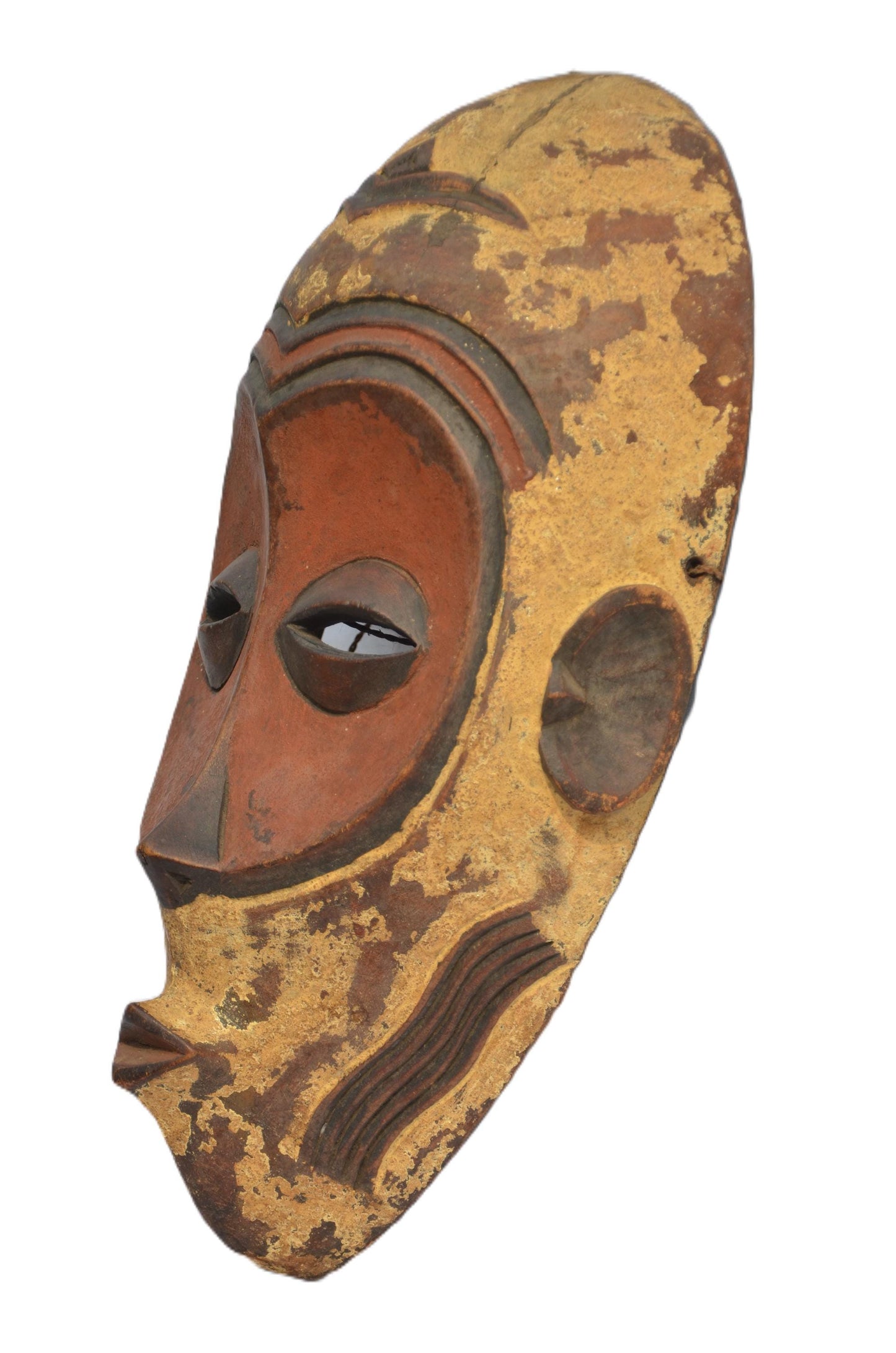 Authentic Luba Mask – African Tribal Art – Hand-Carved Congo Wall Decor Accent