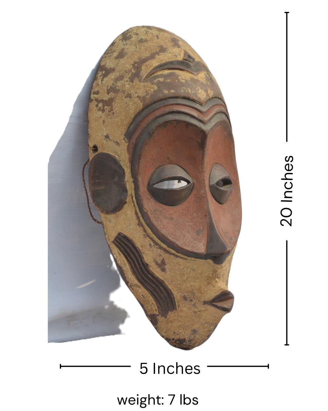 Authentic Luba Mask – African Tribal Art – Hand-Carved Congo Wall Decor Accent
