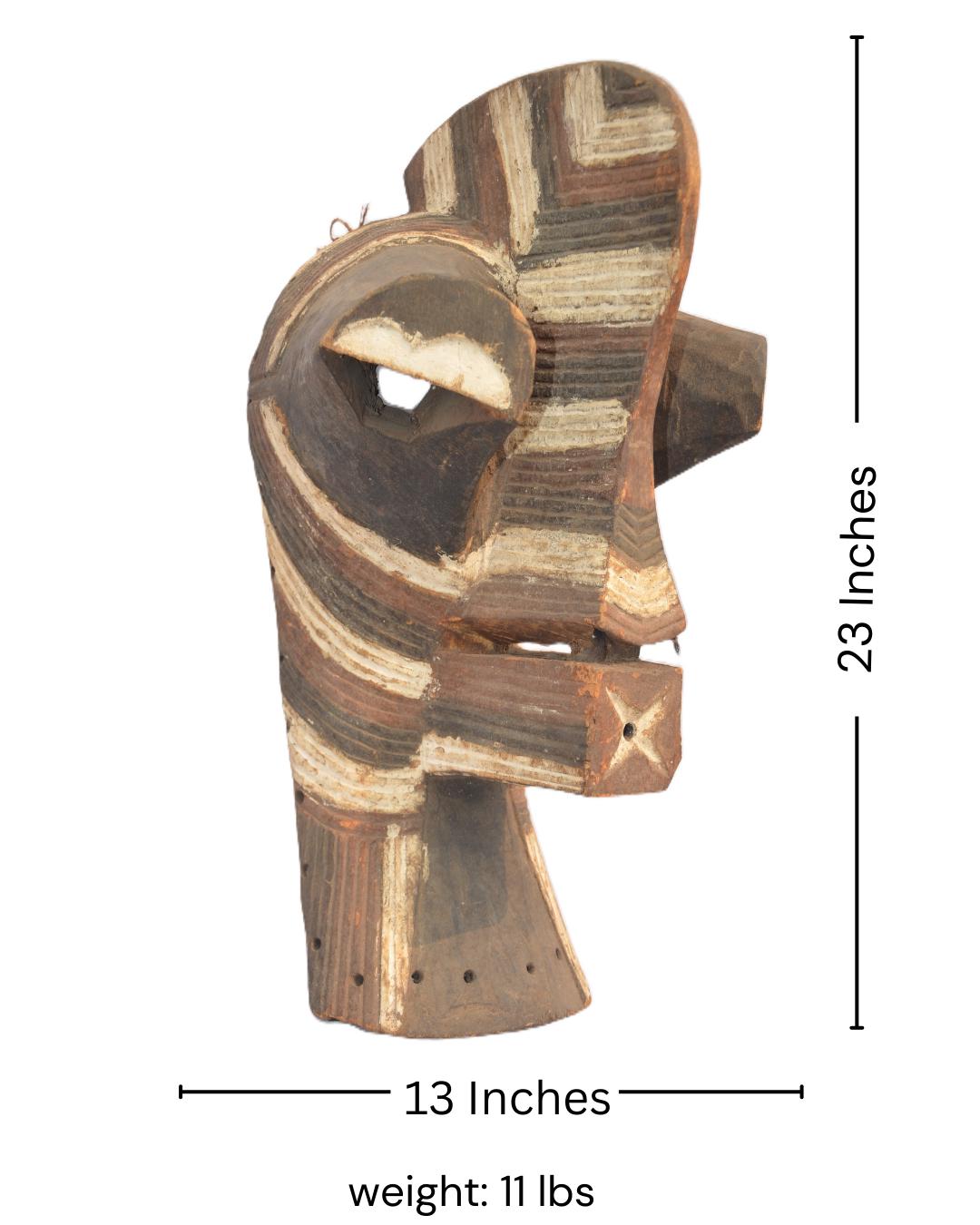African Songye Mask, Tribal Wall Decor, Handmade Congo Wall Art