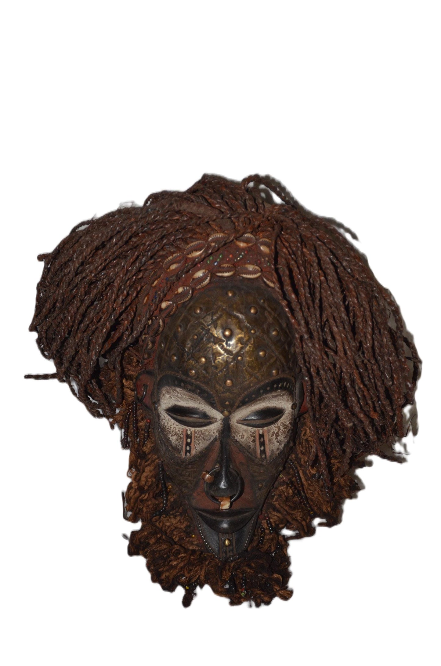 Authentic Beaded Chokwe Mask – Hand-Carved Wood Tribal Wall Decor – Congo Art