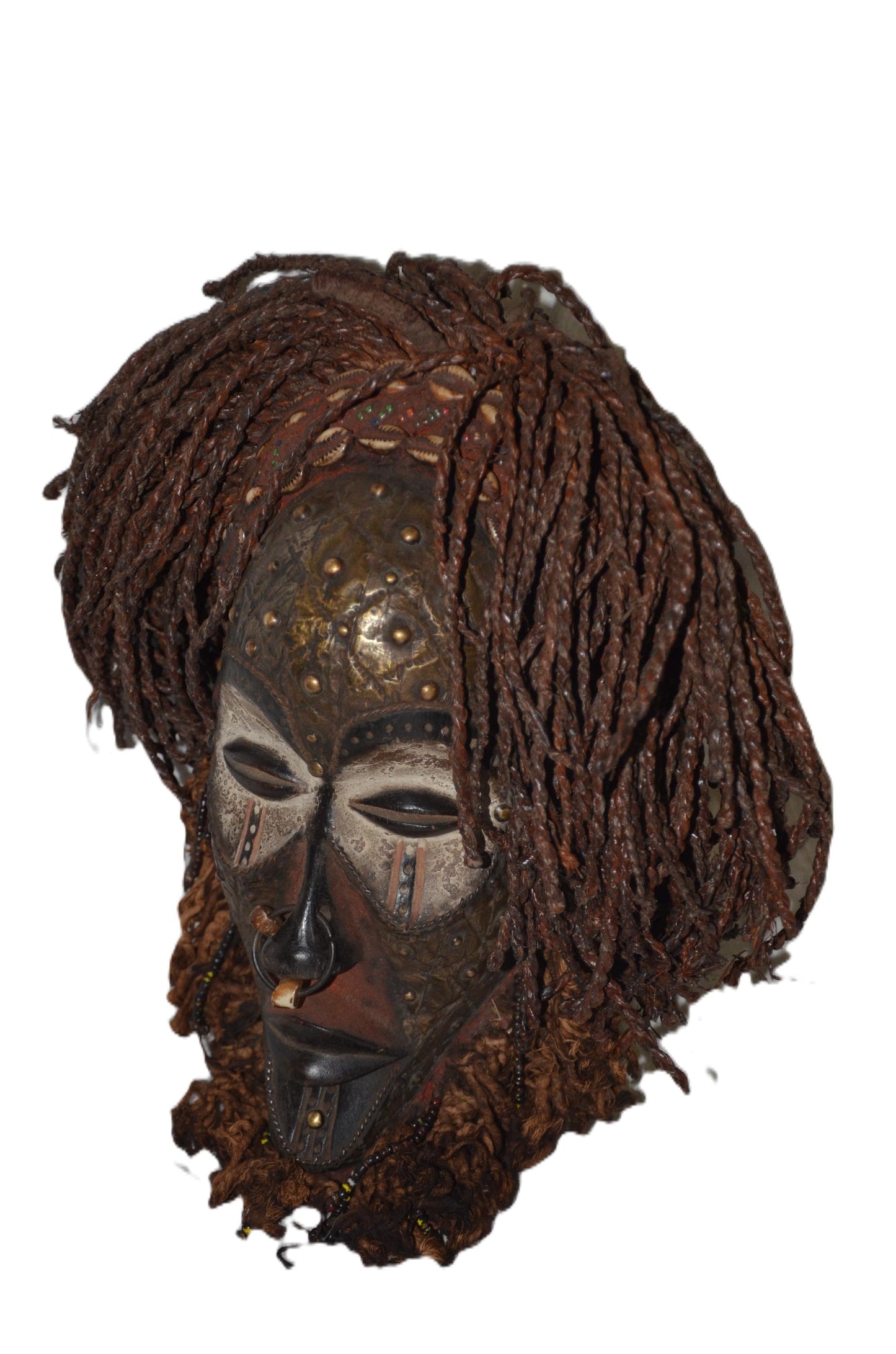 Authentic Beaded Chokwe Mask – Hand-Carved Wood Tribal Wall Decor – Congo Art