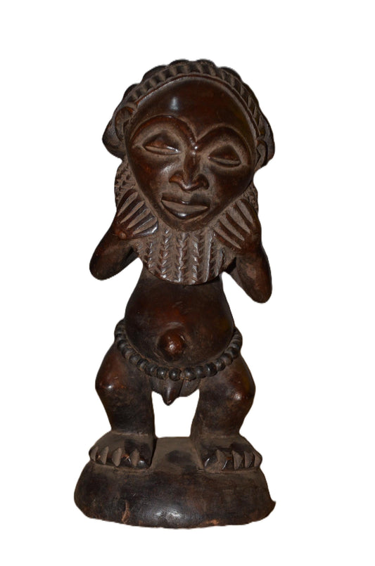 Authentic Kumu Statue – African Tribal Art – Hand-Carved Congo Wood Figurine