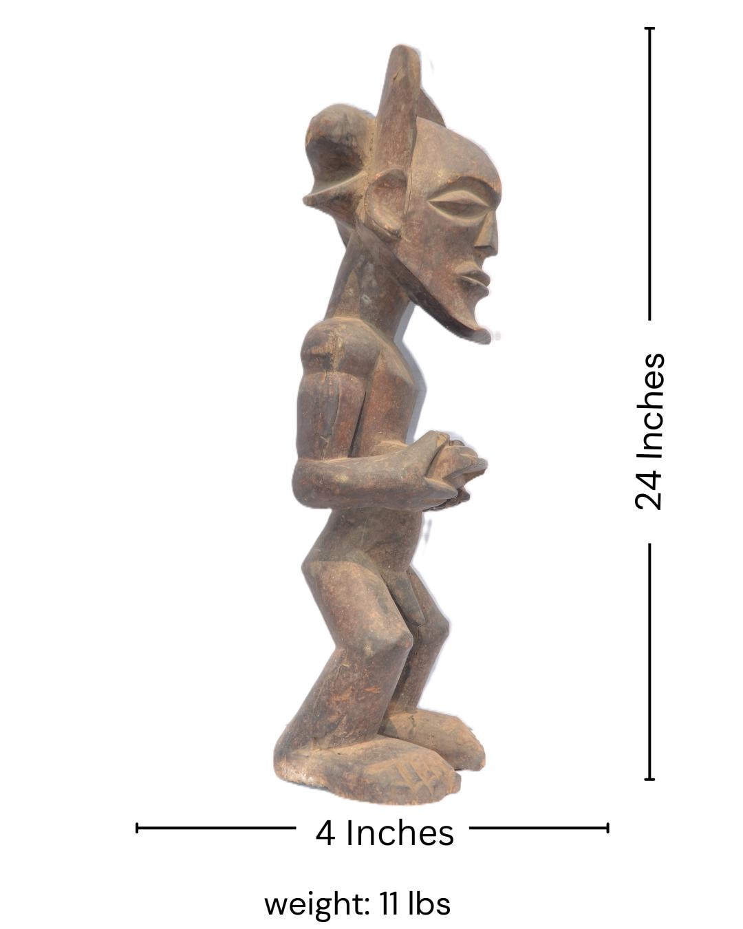 Authentic Chokwe Ndekese Male Statue – African Tribal Art – Hand-Carved Congo Art