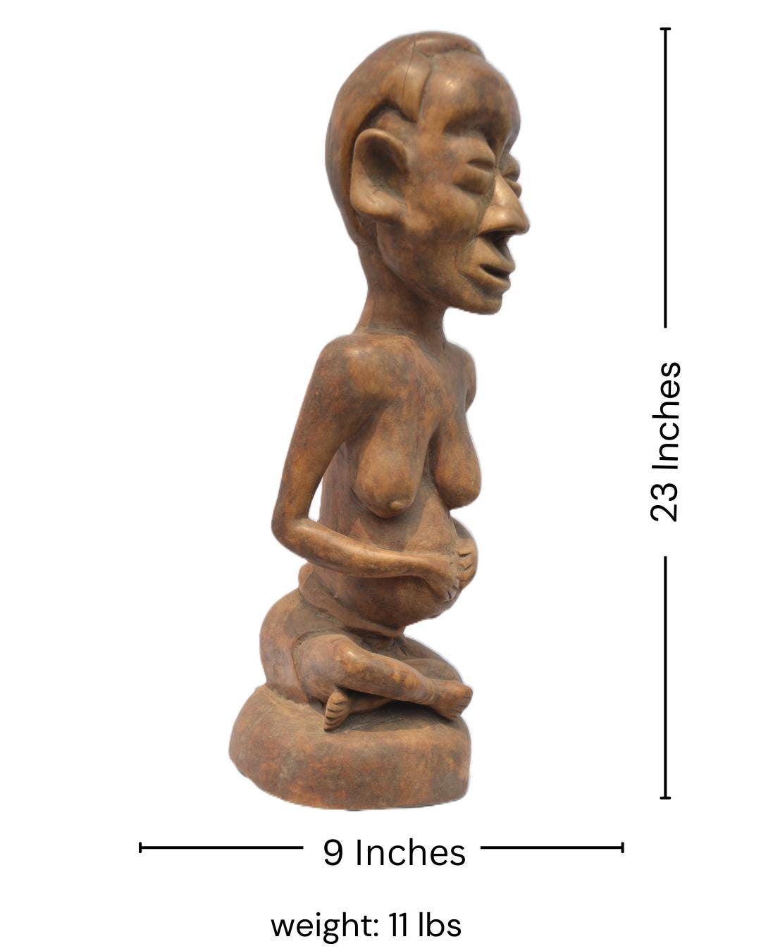 Authentic Hemba Statue – African Tribal Art – Hand-Carved Congo Ancestor Art