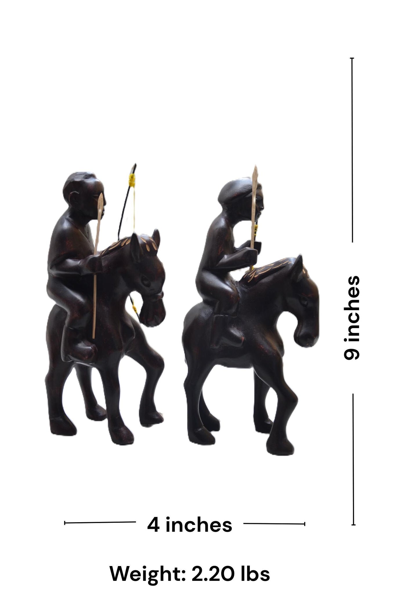 Hand-Carved War Fighting Horse Statues – African Decor Pair